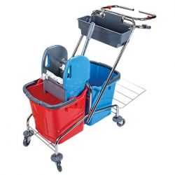 vozík kovový, kbelík 2X25 l, plastový ždímač,miska, držák na pytel